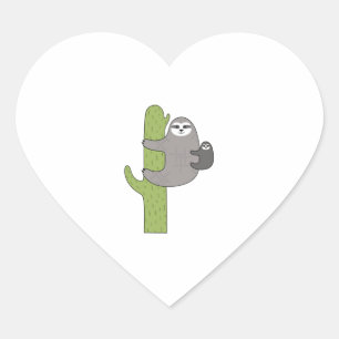 Sticker Cœur Cactus Sloth