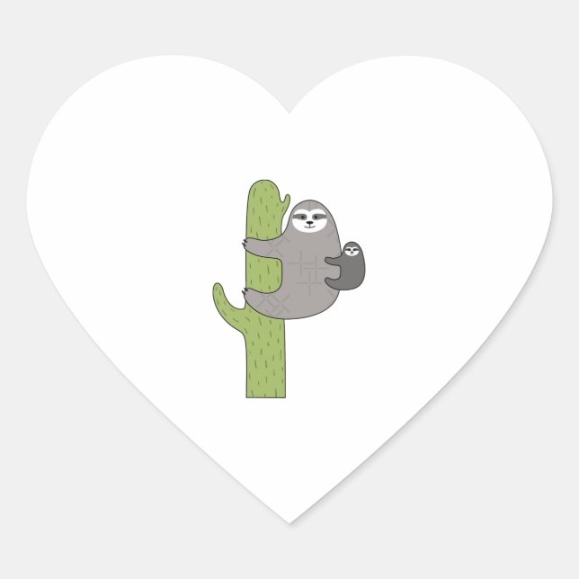 Sticker Cœur Cactus Sloth (Devant)