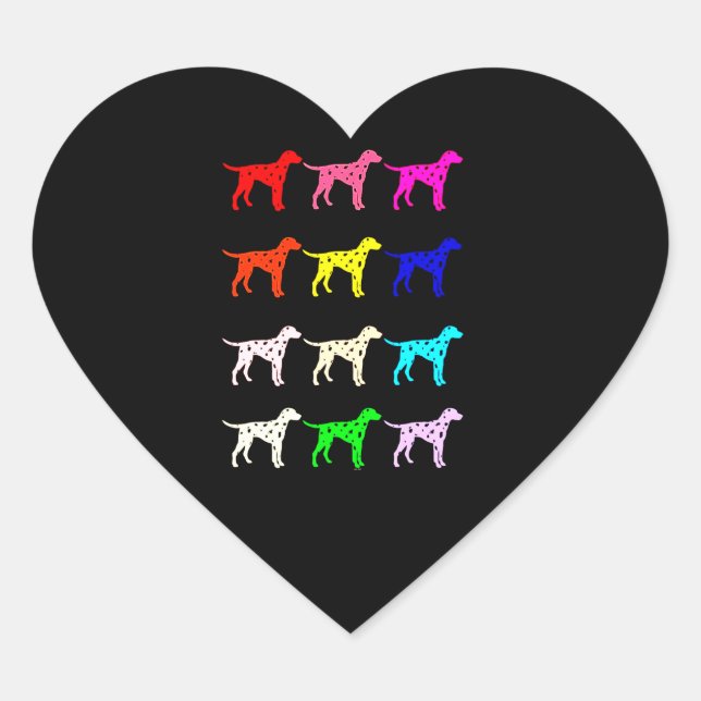 Sticker Cœur Cadeau dalmate | Dalmatie corlorée (Devant)