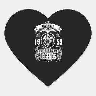 Sticker Cœur Cadeau d'anniversaire | Novembre 1959 La Naissance
