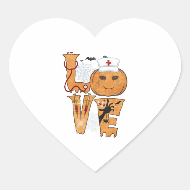 Sticker Cœur Cadeau de l'infirmière d'Halloween (Devant)