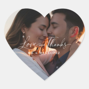 Sticker Cœur Cadeau de mariage photo Moderne Amour et Merci