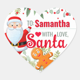 Sticker Cœur Cadeau de Noël personnalisé en pain d'épice "Amour