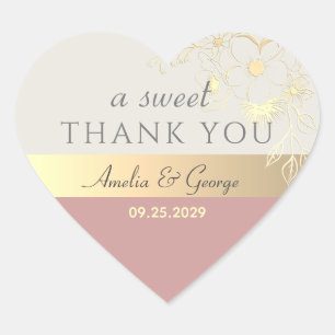 Sticker Cœur Cadeau de Remerciement Mariage Rose Sucré
