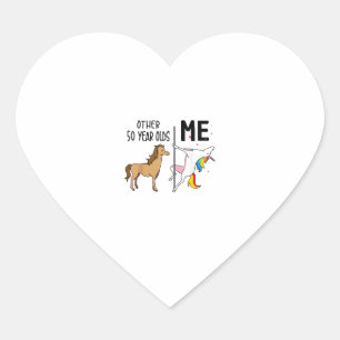Sticker Cœur Cadeau licorne 50 ans anniversaire et moi pour