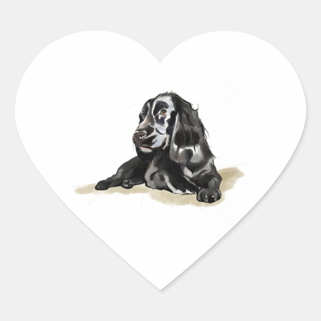 Sticker Cœur Cadeau pour amateur de chien Cocker Spaniel (Devant)