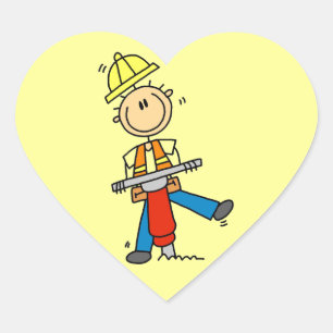 Sticker Cœur Cadeaux pour ouvrier du bâtiment avec marteau-piqu