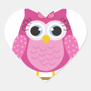 Sticker Cœur Cadeaux roses de conception de hibou