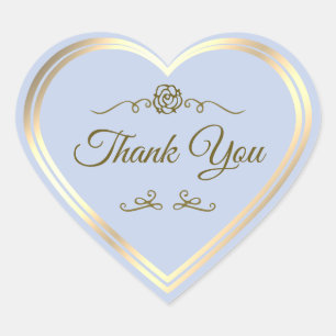 Sticker Cœur Cadre doré Baby Blue Vintage Rose Mignon Merci