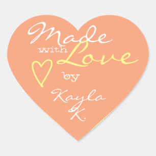 Sticker Cœur Cadre en forme de coeur Pastel Peach Cute Fabriqué