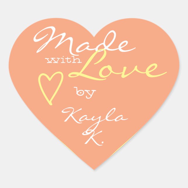 Sticker Cœur Cadre en forme de coeur Pastel Peach Cute Fabriqué (Devant)