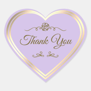 Sticker Cœur Cadre Or Lilac et Merci Rose Vintage