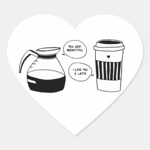 Sticker Cœur Café Latte Valentine's Love