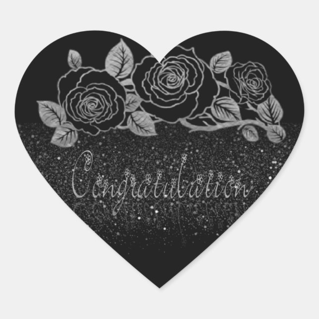 Sticker Cœur Calcomanía en forma de corazón con felicidades (Devant)