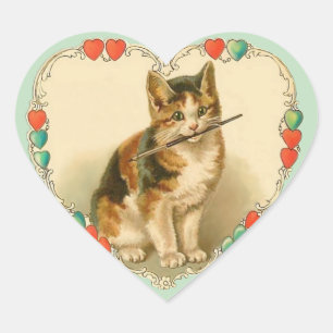 Sticker Cœur Calico Kitten dans le coeur