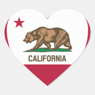 Sticker Cœur California Love - Drapeau de Californie en forme d