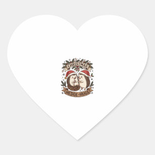 Sticker Cœur Calins de haie de Noël Chapeaux de Père Noël Floco