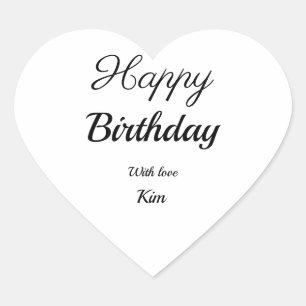 Sticker Cœur calligraphie simple et minimale joyeux anniversair