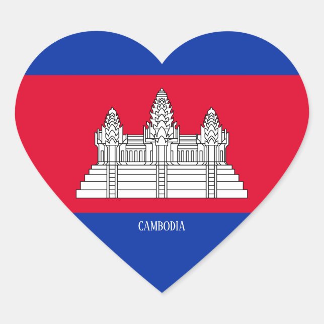Sticker Cœur Cambodge Drapeau splendide patriotique (Devant)