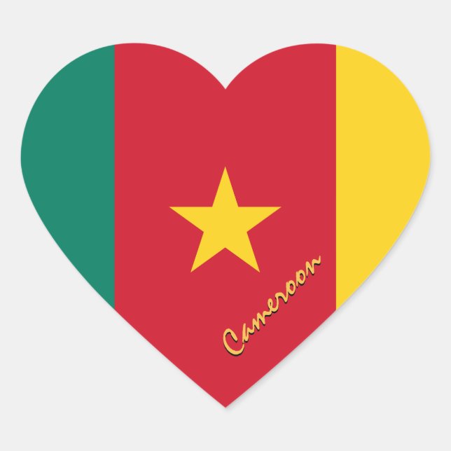 Sticker Cœur Camion de coeur du Cameroun, drapeau patriotique d (Devant)