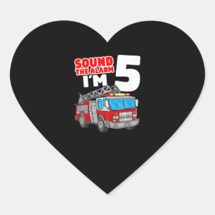 Sticker Cœur Camion d'incendie 5 ans pompier 5e anniversaire