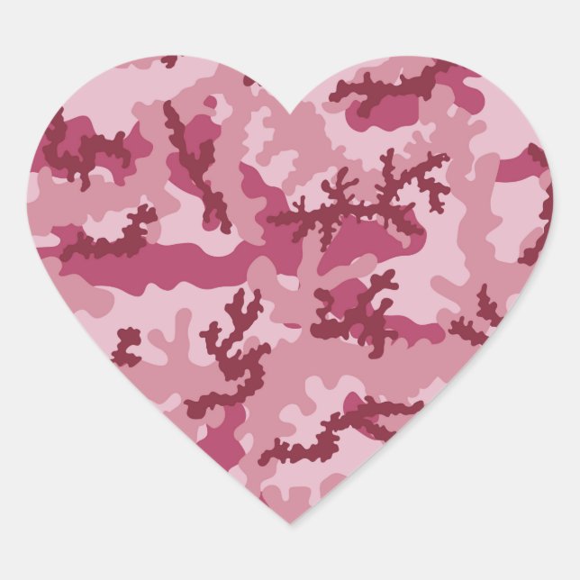 Sticker Cœur Camouflage rose (Devant)