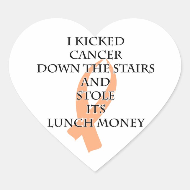 Sticker Cœur Cancer Bully (Peach Ribbon) (Devant)
