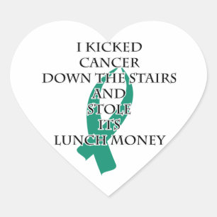 Sticker Cœur Cancer Bully (ruban Turquoise)