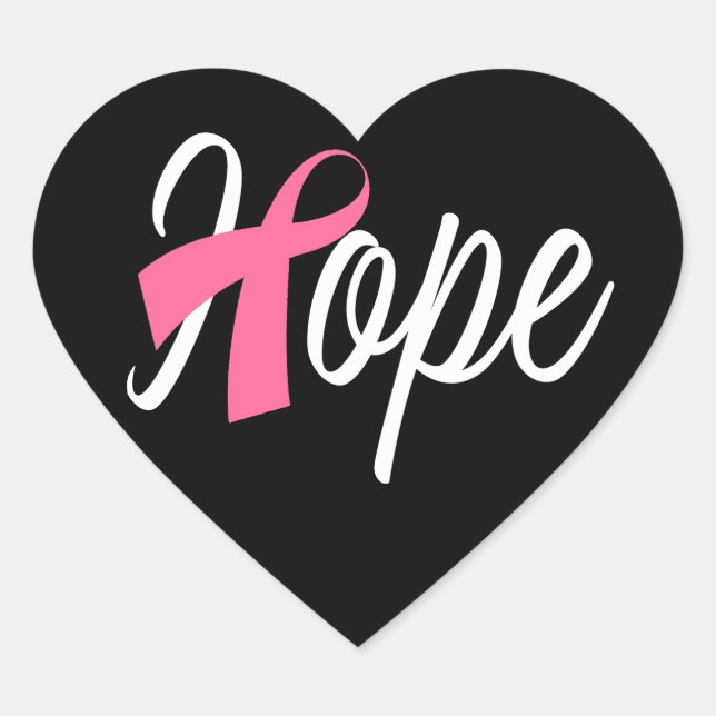 Sticker Cœur Cancer du sein Pink Ribbon Sensibilisation HOPE (Devant)