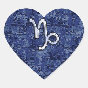 Sticker Cœur Capricorn Zodiac Connexion bleu marine camo numéri