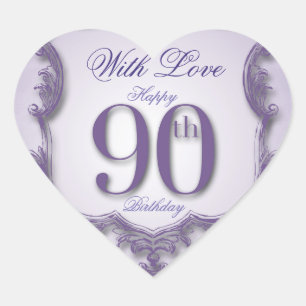 Sticker Cœur Capteur Vintage pourpre 90e anniversaire Coeur