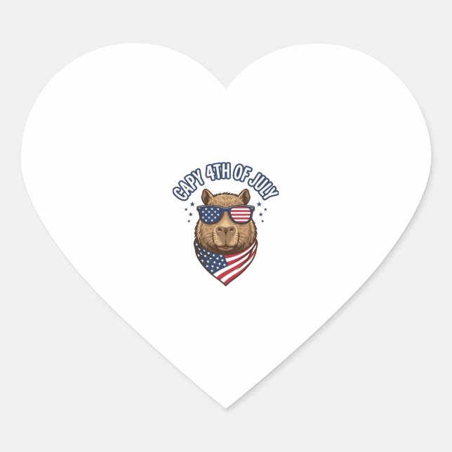 Sticker Cœur Capy 4 juillet Conception vectorielle de capybara  (Devant)