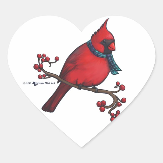 Sticker Cœur Cardinal de Noël (Devant)
