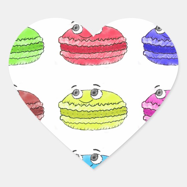 Sticker Cœur Caricature des Macarons (Devant)