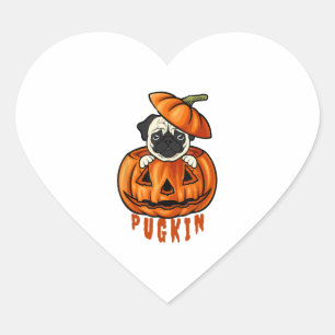 Sticker Cœur Carlin Citrouille Halloween Pugkin costume pour ch