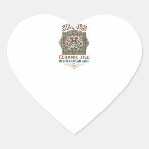 Sticker Cœur Carreau en céramique Jésus Foi méditerranéenne Jés