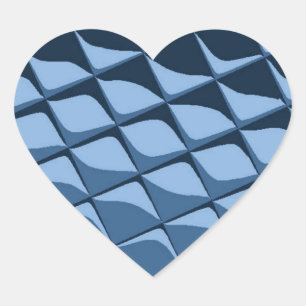 Sticker Cœur Carreaux en plastique bleu
