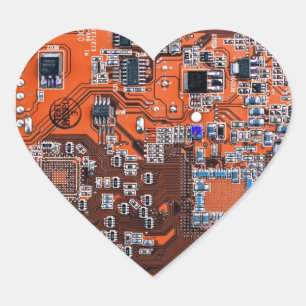 Sticker Cœur Carte circuit imprimé circuit orange PCB