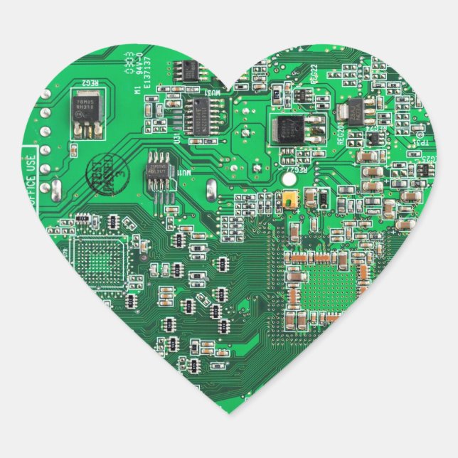 Sticker Cœur Carte circuit imprimé circuit vert PCB (Devant)