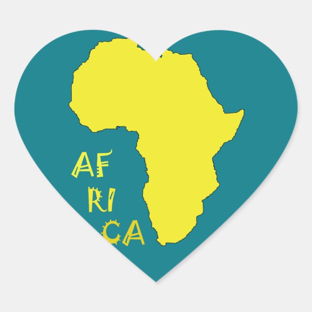 Sticker Cœur Carte d'Afrique jaune funky (Devant)