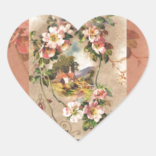 Sticker Cœur Carte d'anniversaire vintage