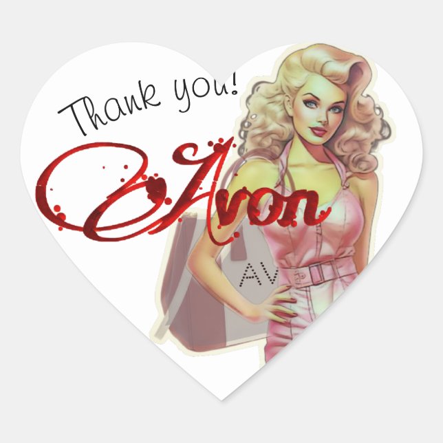 Sticker Cœur Carte de visite représentant Retro Avon (Devant)