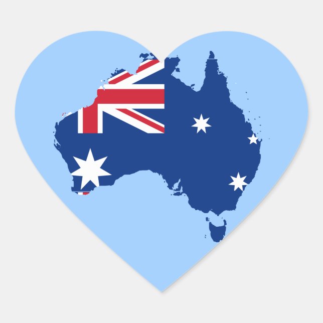 Sticker Cœur carte du drapeau australien (Devant)