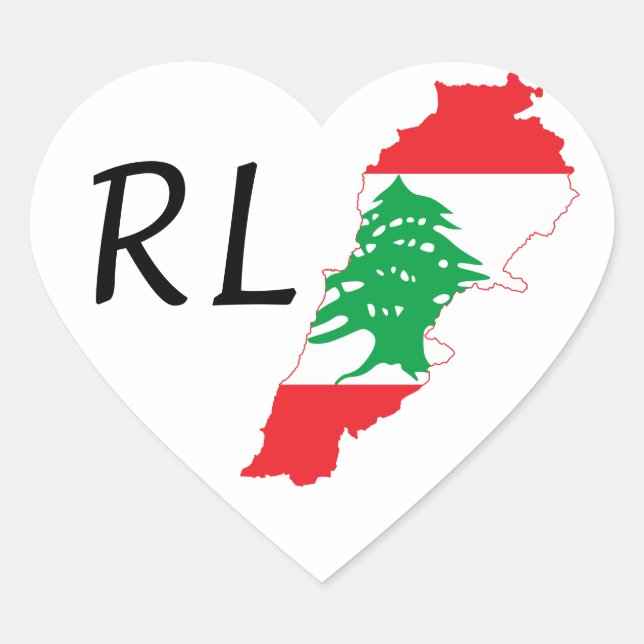 Sticker Cœur Carte du drapeau du Liban (Devant)