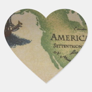 Sticker Cœur Carte du monde - Amérique