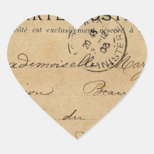 Sticker Cœur Carte postale française vintage