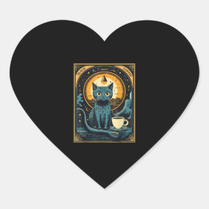 Sticker Cœur Carte Tarot de café noir Occulte