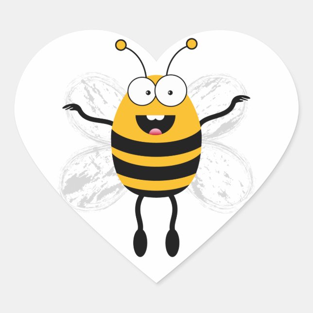 Sticker Cœur Cartoon Bee (Devant)