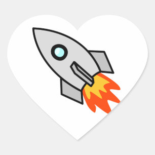 Sticker Cœur Cartoon Rocket Ship