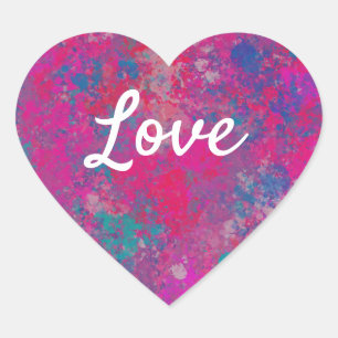 Sticker Cœur Cascade de couleur Love Texte forme coeur